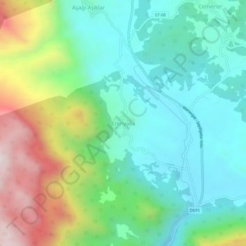 Mapa topográfico Erenyaka, altitud, relieve