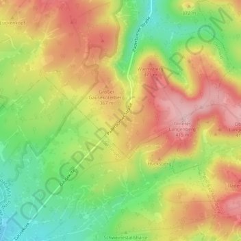 Mapa topográfico Gauseköte, altitud, relieve