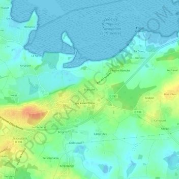 Mapa topográfico Brénudel, altitud, relieve