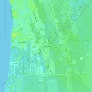 Mapa topográfico Ward Ridge, altitud, relieve