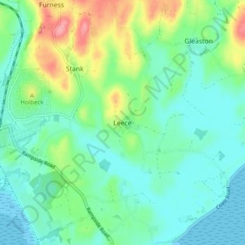 Mapa topográfico Leece, altitud, relieve
