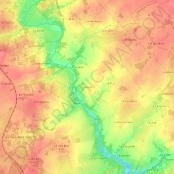 Mapa topográfico La Barre, altitud, relieve