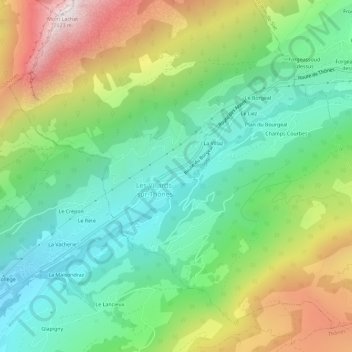 Mapa topográfico Carrouge, altitud, relieve