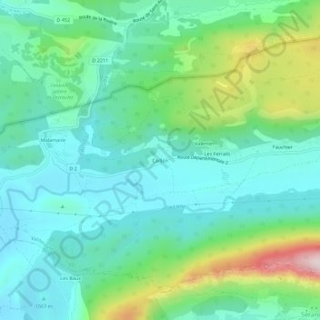 Mapa topográfico Caillon, altitud, relieve