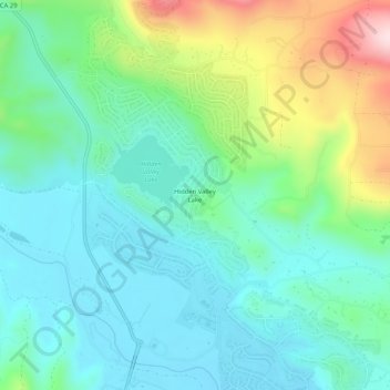 Mapa topográfico Hidden Valley Lake, altitud, relieve