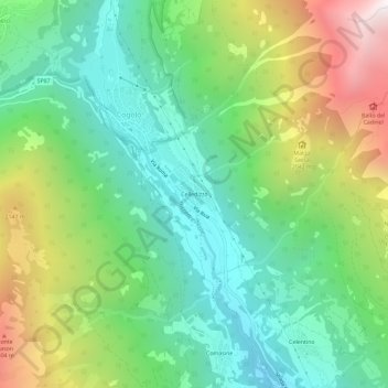 Mapa topográfico Calledizzo, altitud, relieve