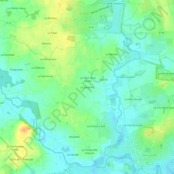 Mapa topográfico La Gautrais, altitud, relieve