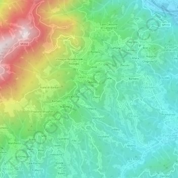 Mapa topográfico Ronco, altitud, relieve