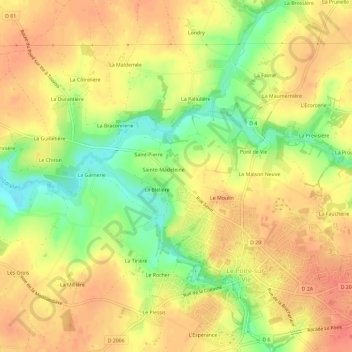 Mapa topográfico Le Pré Rouge, altitud, relieve