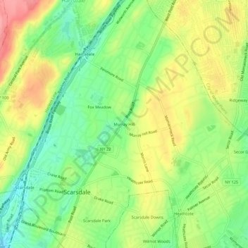 Mapa topográfico Murray Hill, altitud, relieve