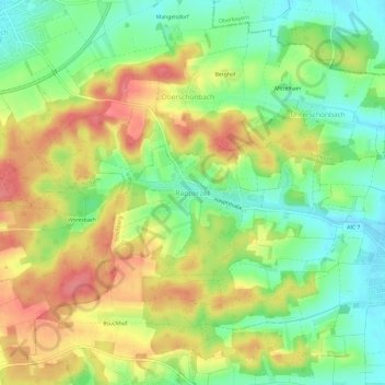 Mapa topográfico Rapperzell, altitud, relieve