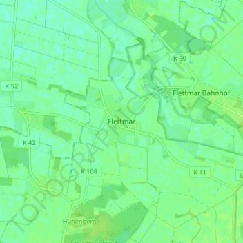Mapa topográfico Flettmar, altitud, relieve