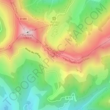 Mapa topográfico Brèche de Roland, altitud, relieve