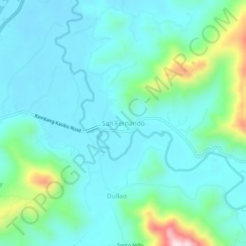Mapa topográfico San Fernando, altitud, relieve