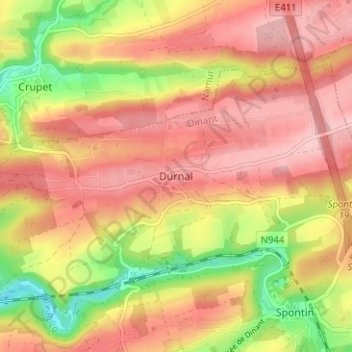 Mapa topográfico Durnal, altitud, relieve