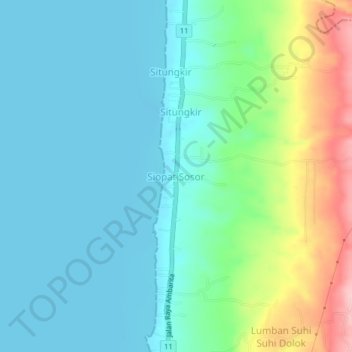 Mapa topográfico Siopat Sosor, altitud, relieve
