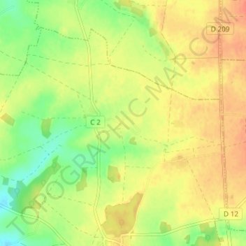 Mapa topográfico Courméry, altitud, relieve