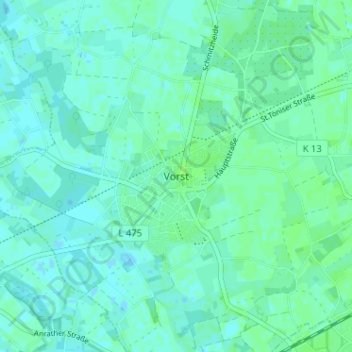 Mapa topográfico Vorst, altitud, relieve