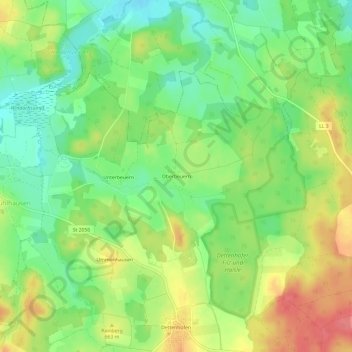 Mapa topográfico Oberbeuern, altitud, relieve