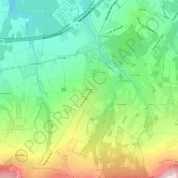 Mapa topográfico L'Éluiset, altitud, relieve