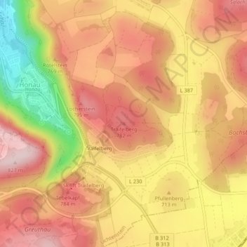Mapa topográfico Traifelberg, altitud, relieve