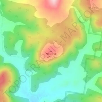 Mapa topográfico Nest Hill, altitud, relieve