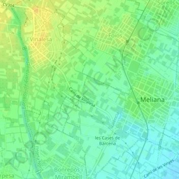 Mapa topográfico Macarella, altitud, relieve