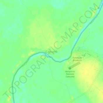 Mapa topográfico Canuanã, altitud, relieve