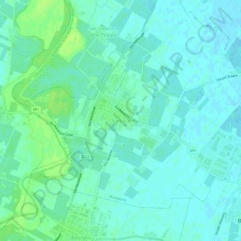 Mapa topográfico Sorbara, altitud, relieve