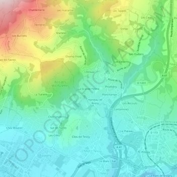 Mapa topográfico La Grande Ferme, altitud, relieve