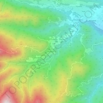 Mapa topográfico Maddalena, altitud, relieve