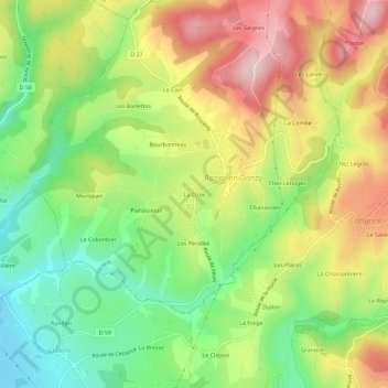 Mapa topográfico La Croix, altitud, relieve