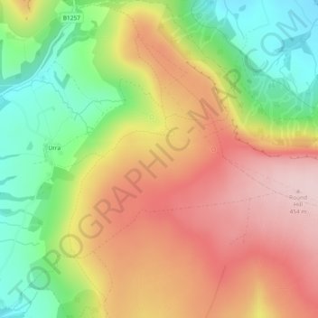 Mapa topográfico Urra Moor, altitud, relieve