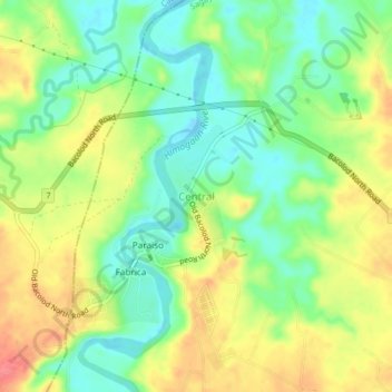 Mapa topográfico Central, altitud, relieve