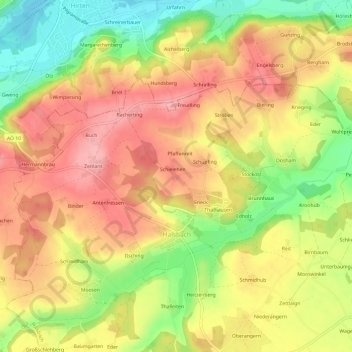 Mapa topográfico Loipl, altitud, relieve