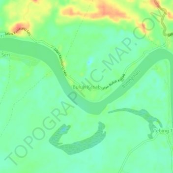 Mapa topográfico Buluh Kasab, altitud, relieve
