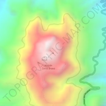 Mapa topográfico Cerro Bravo, altitud, relieve