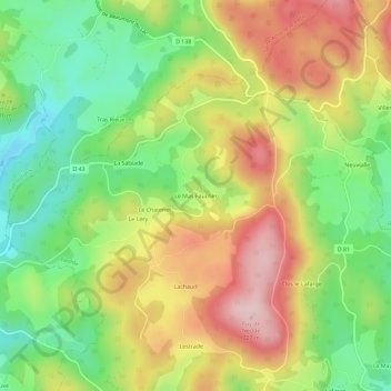 Mapa topográfico Le Mas Faucher, altitud, relieve