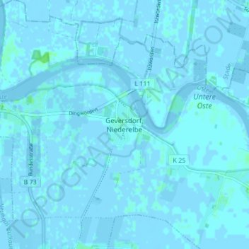 Mapa topográfico Geversdorf, Niederelbe, altitud, relieve
