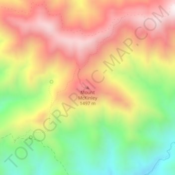 Mapa topográfico Monte McKinley, altitud, relieve