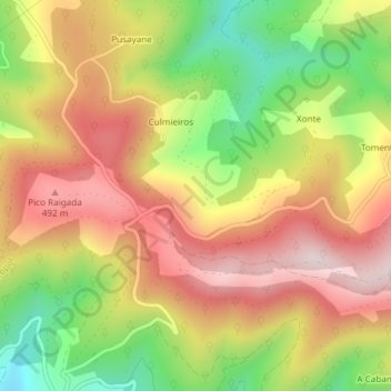 Mapa topográfico El Postal, altitud, relieve