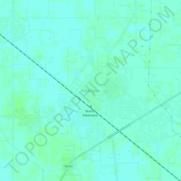 Mapa topográfico Adampur, altitud, relieve