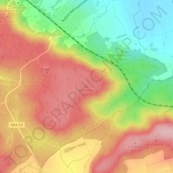 Mapa topográfico Breithart, altitud, relieve