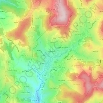 Mapa topográfico La Villette, altitud, relieve