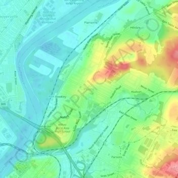 Mapa topográfico Plains, altitud, relieve