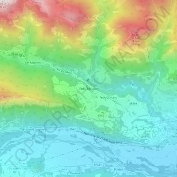 Mapa topográfico Fedio Massolo, altitud, relieve