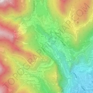 Mapa topográfico Pranzo, altitud, relieve