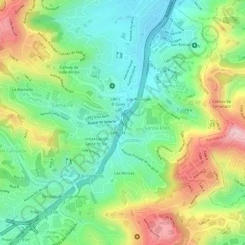 Mapa topográfico Distribuidor Santa Fe, altitud, relieve