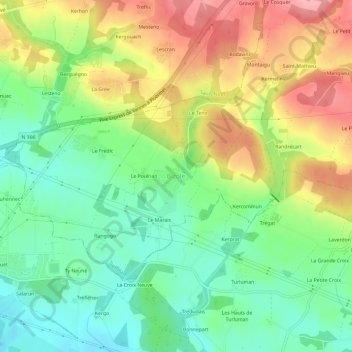 Mapa topográfico Bizole, altitud, relieve