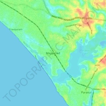 Mapa topográfico Mayyanad, altitud, relieve